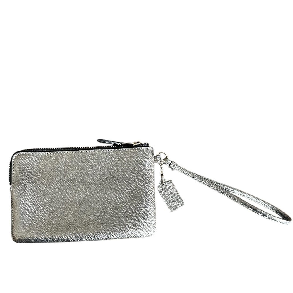 Coach Metallic Silver Large Wristlet - Picture 2 of 3